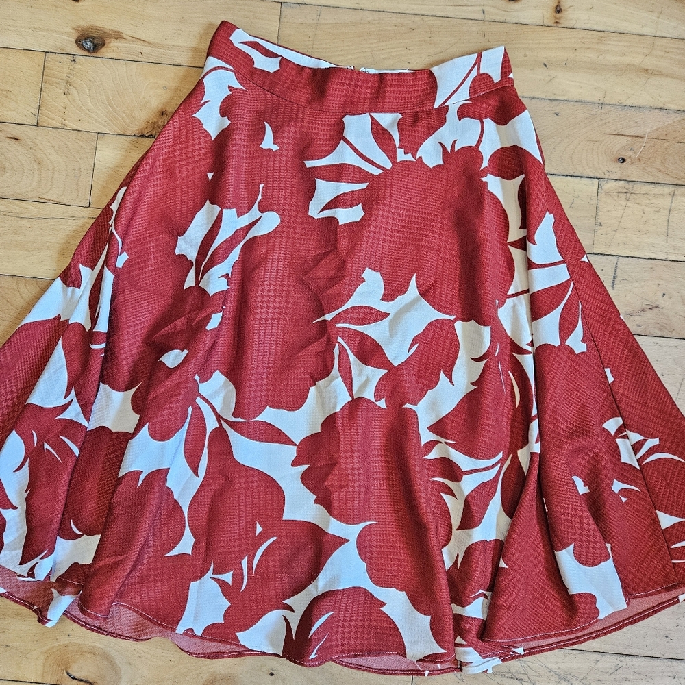 Ann Taylor Floral Houndstooth Skirt